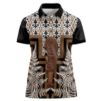 Wahaika New Zealand Women Polo Shirt Maori Weapon Kowhaiwhai Fern Poutama Motifs