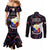Philippines Football Couples Matching Mermaid Dress and Long Sleeve Button Shirts 2023 World Cup Go Filipinas Feather Black Version LT14 - Polynesian Pride