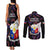Philippines Football Couples Matching Tank Maxi Dress and Long Sleeve Button Shirts 2023 World Cup Go Filipinas Feather Black Version LT14 - Polynesian Pride