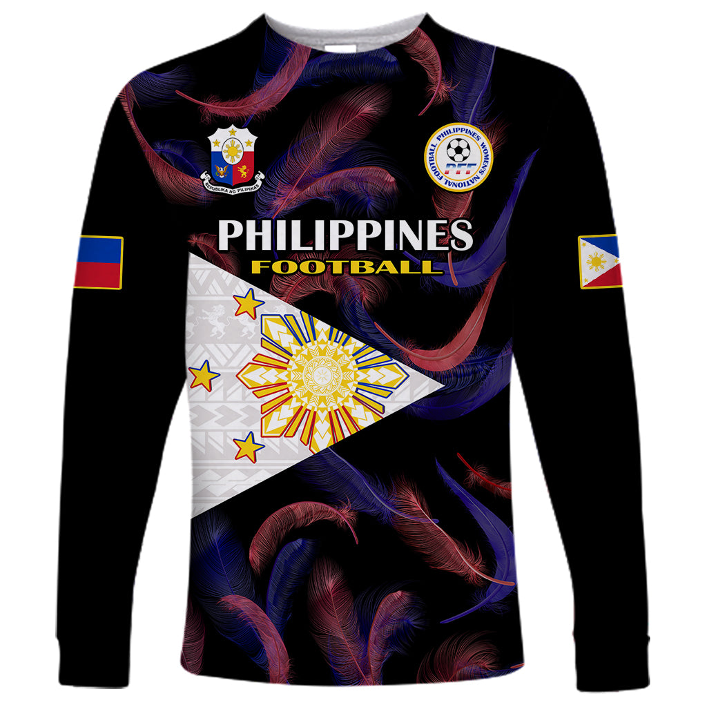 Philippines Football Long Sleeve Shirt 2023 World Cup Go Filipinas Feather Black Version LT14 Unisex Black - Polynesian Pride