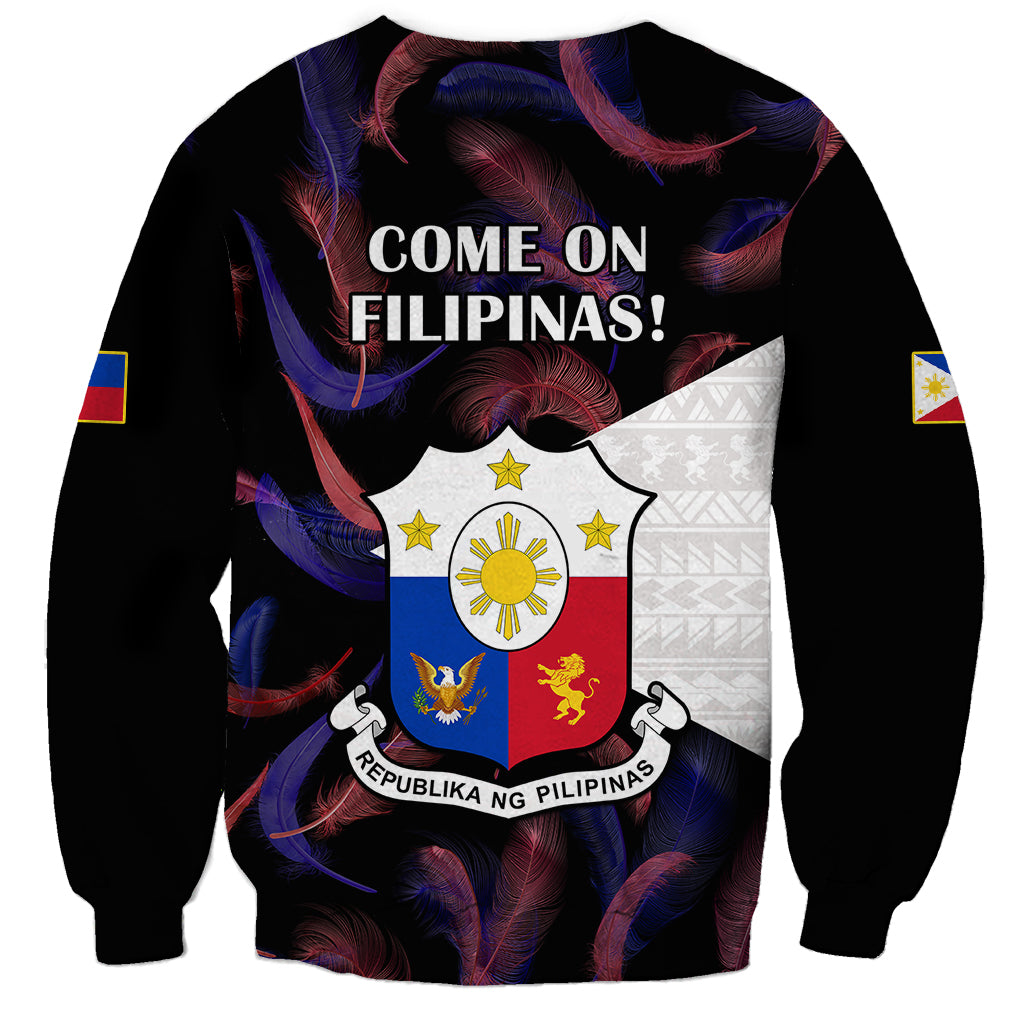 Philippines Football Sweatshirt 2023 World Cup Go Filipinas Feather Black Version LT14 - Polynesian Pride