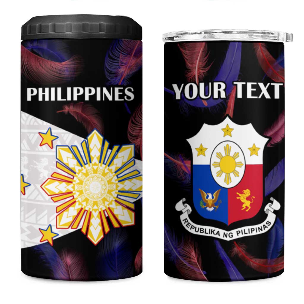 Custom Philippines Football 4 in 1 Can Cooler Tumbler World Cup Go Filipinas Feather Black Version