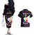 Custom Philippines Football Couples Matching Off The Shoulder Long Sleeve Dress and Hawaiian Shirt 2023 World Cup Go Filipinas Feather Black Version LT14 - Polynesian Pride