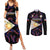 Custom Philippines Football Couples Matching Summer Maxi Dress and Long Sleeve Button Shirts 2023 World Cup Go Filipinas Feather Black Version LT14 Black - Polynesian Pride