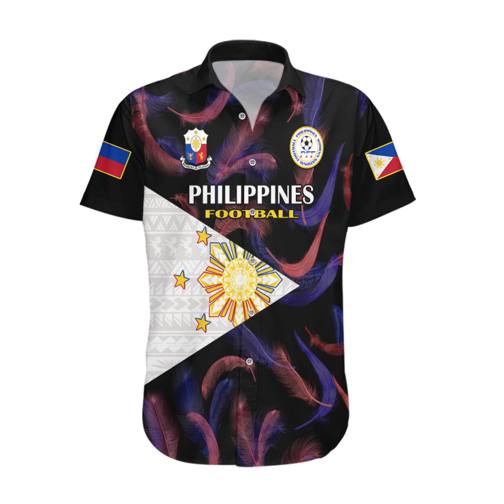 Custom Philippines Football Hawaiian Shirt 2023 World Cup Go Filipinas Feather Black Version LT14 Black - Polynesian Pride