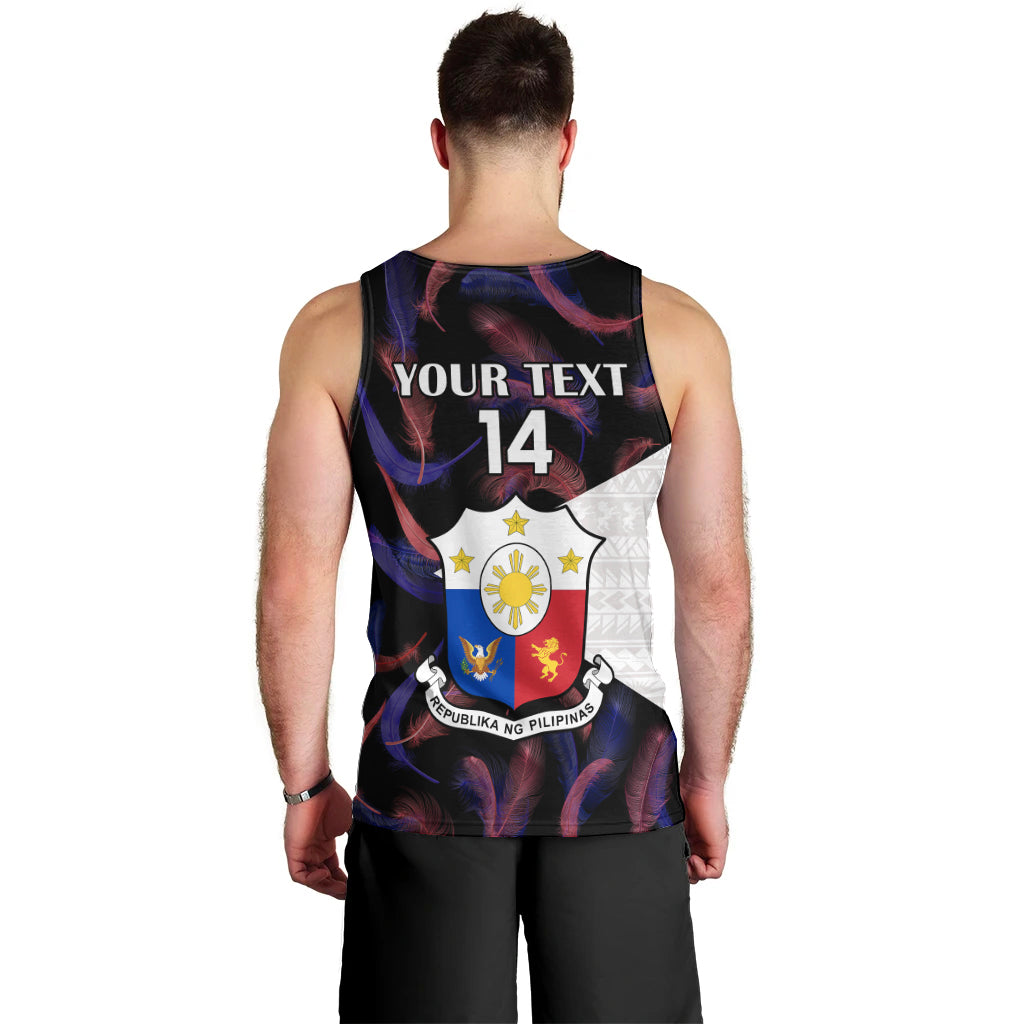 Custom Philippines Football Men Tank Top 2023 World Cup Go Filipinas Feather Black Version LT14 - Polynesian Pride