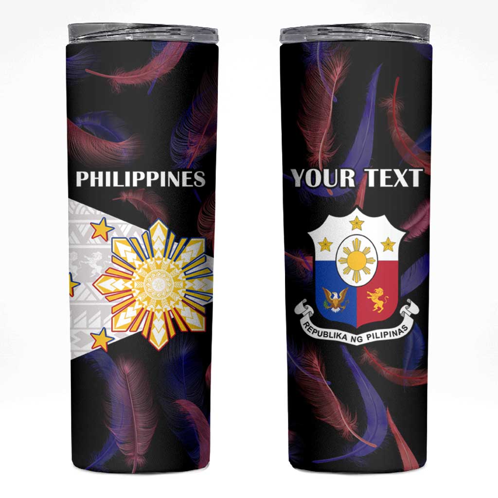 Custom Philippines Football Skinny Tumbler World Cup Go Filipinas Feather Black Version