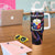 Custom Philippines Football Tumbler With Handle World Cup Go Filipinas Feather Black Version