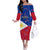 Philippines Football Off The Shoulder Long Sleeve Dress 2023 World Cup Go Filipinas Feather Flag Version LT14 Women Blue - Polynesian Pride