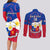 Custom Philippines Football Couples Matching Long Sleeve Bodycon Dress and Long Sleeve Button Shirts 2023 World Cup Go Filipinas Feather Flag Version LT14 - Polynesian Pride