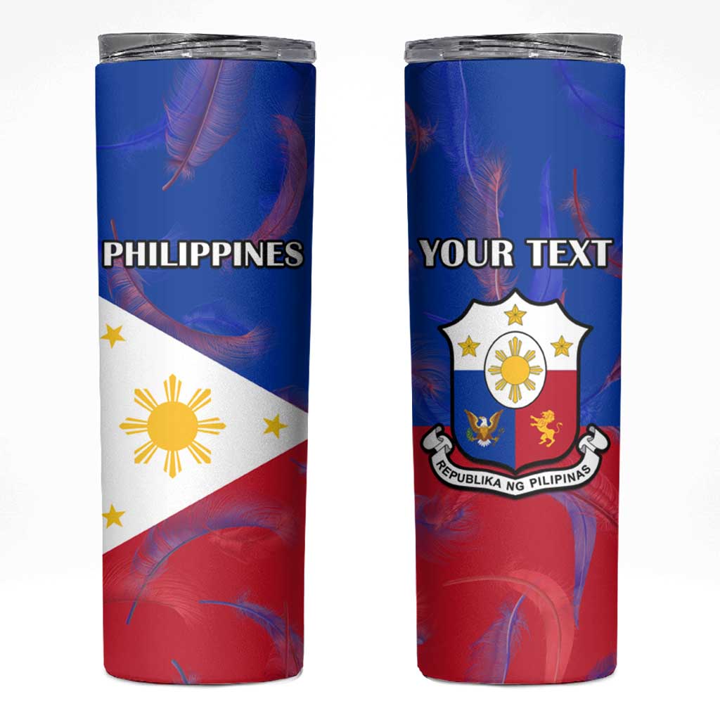 Custom Philippines Football Skinny Tumbler World Cup Go Filipinas Feather Flag Version