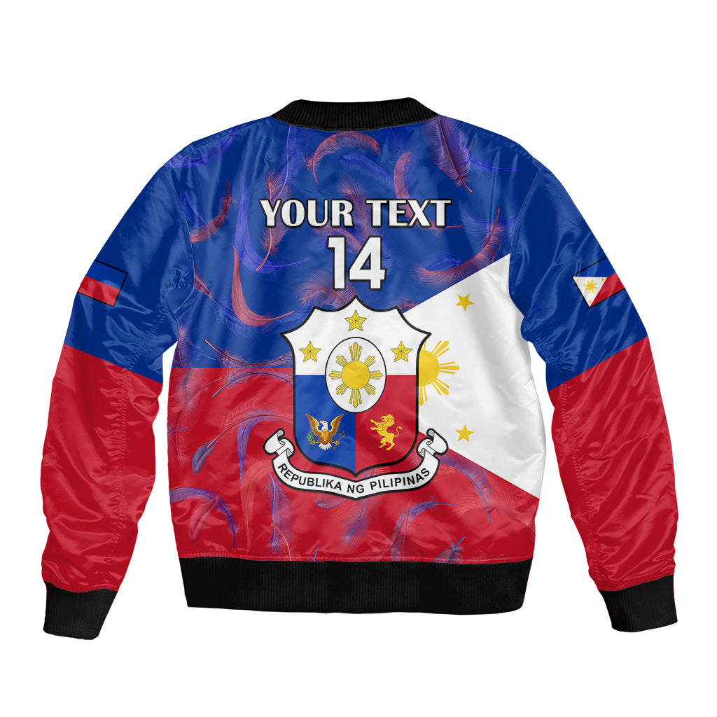 Custom Philippines Football Sleeve Zip Bomber Jacket 2023 World Cup Go Filipinas Feather Flag Version LT14 - Polynesian Pride