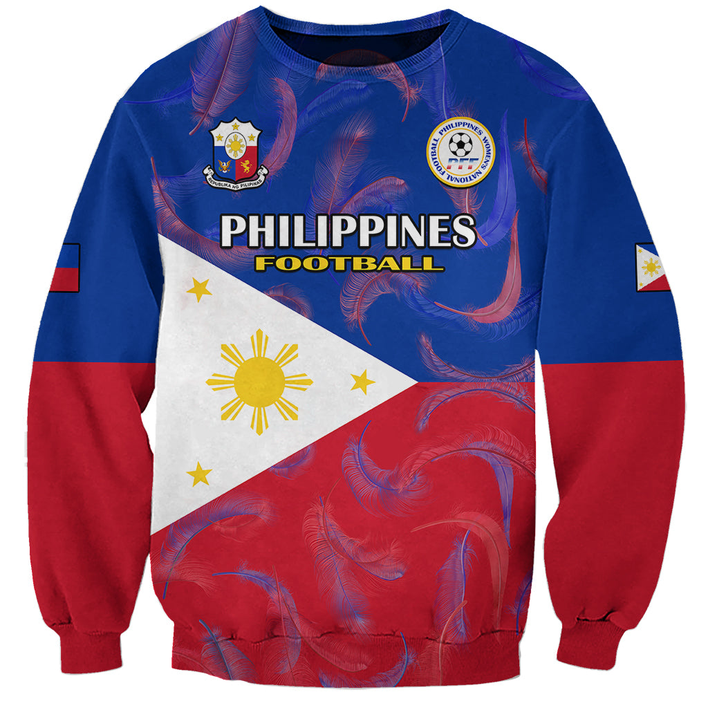 Custom Philippines Football Sweatshirt 2023 World Cup Go Filipinas Feather Flag Version LT14 Unisex Blue - Polynesian Pride