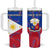 Custom Philippines Football Tumbler With Handle World Cup Go Filipinas Feather Flag Version