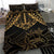 Black and Gold Polynesia Bedding Set Plumeria Tattoo With Polynesian Pattern