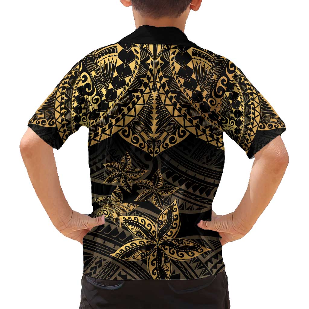 Black and Gold Polynesia Family Matching Long Sleeve Bodycon Dress and Hawaiian Shirt Plumeria Tattoo With Polynesian Pattern LT14 - Polynesian Pride