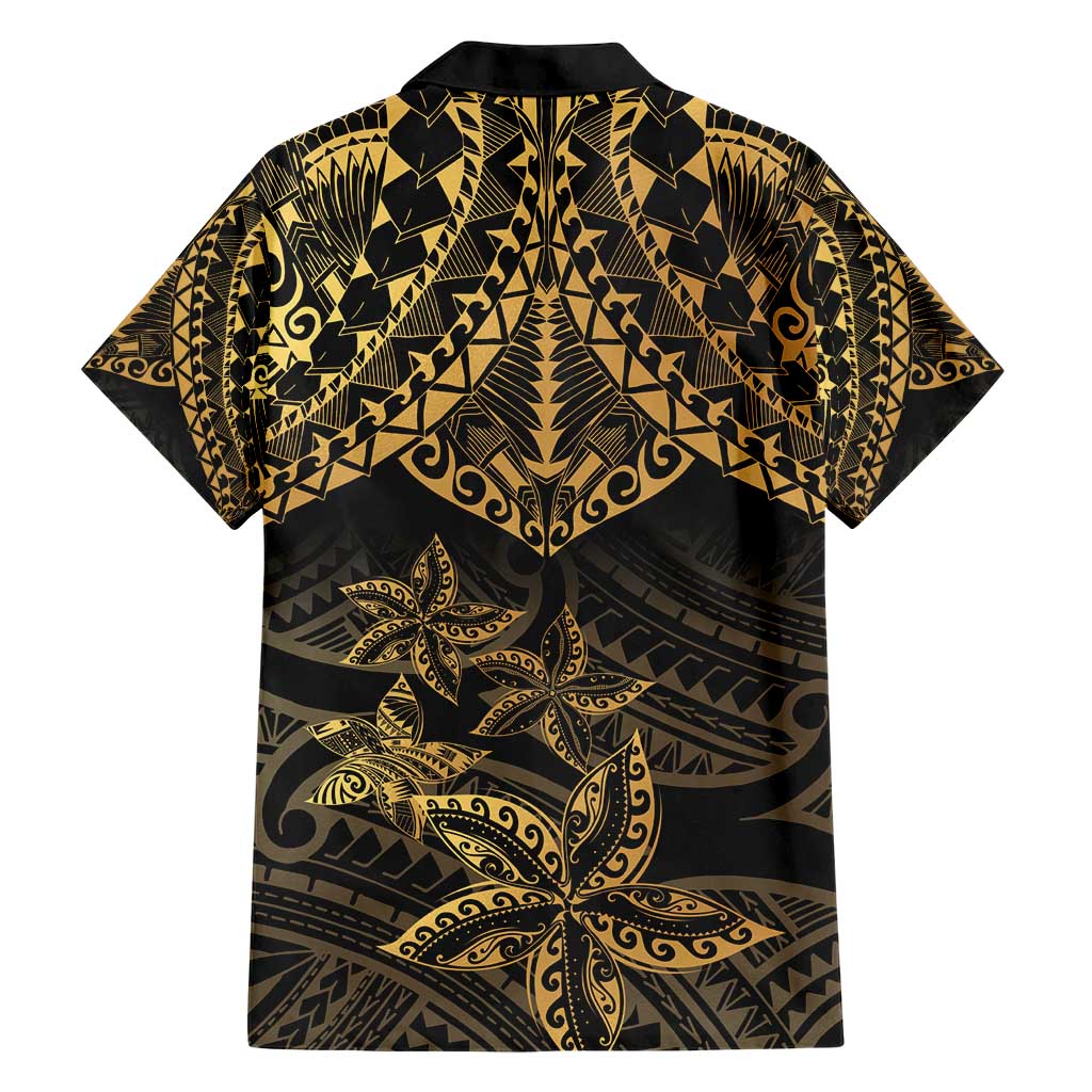 Black and Gold Polynesia Family Matching Short Sleeve Bodycon Dress and Hawaiian Shirt Plumeria Tattoo With Polynesian Pattern LT14 - Polynesian Pride