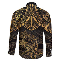 Black and Gold Polynesia Family Matching Short Sleeve Bodycon Dress and Hawaiian Shirt Plumeria Tattoo With Polynesian Pattern LT14 - Polynesian Pride