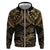 Black and Gold Polynesia Hoodie Plumeria Tattoo With Polynesian Pattern