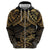 Black and Gold Polynesia Hoodie Plumeria Tattoo With Polynesian Pattern