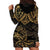 Black and Gold Polynesia Hoodie Dress Plumeria Tattoo With Polynesian Pattern