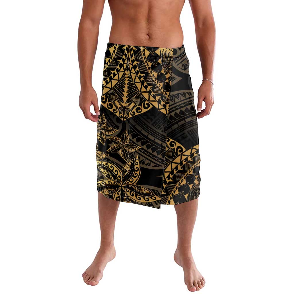 Black and Gold Polynesia Lavalava Plumeria Tattoo With Polynesian Pattern