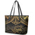 Black and Gold Polynesia Leather Tote Bag Plumeria Tattoo With Polynesian Pattern