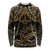 Black and Gold Polynesia Long Sleeve Shirt Plumeria Tattoo With Polynesian Pattern