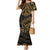 Black and Gold Polynesia Mermaid Dress Plumeria Tattoo With Polynesian Pattern