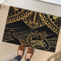 Black and Gold Polynesia Rubber Doormat Plumeria Tattoo With Polynesian Pattern