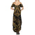 Black and Gold Polynesia Summer Maxi Dress Plumeria Tattoo With Polynesian Pattern