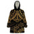 Black and Gold Polynesia Wearable Blanket Hoodie Plumeria Tattoo With Polynesian Pattern