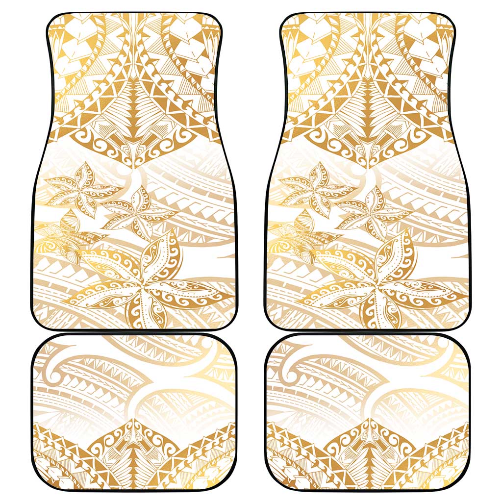 White and Gold Polynesia Car Mats Plumeria Tattoo With Polynesian Pattern