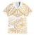White and Gold Polynesia Family Matching Short Sleeve Bodycon Dress and Hawaiian Shirt Plumeria Tattoo With Polynesian Pattern