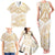 White and Gold Polynesia Family Matching Tank Maxi Dress and Hawaiian Shirt Plumeria Tattoo With Polynesian Pattern
