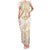 White and Gold Polynesia Family Matching Tank Maxi Dress and Hawaiian Shirt Plumeria Tattoo With Polynesian Pattern
