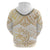 White and Gold Polynesia Hoodie Plumeria Tattoo With Polynesian Pattern