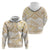 White and Gold Polynesia Hoodie Plumeria Tattoo With Polynesian Pattern