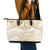 White and Gold Polynesia Leather Tote Bag Plumeria Tattoo With Polynesian Pattern