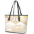 White and Gold Polynesia Leather Tote Bag Plumeria Tattoo With Polynesian Pattern