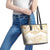 White and Gold Polynesia Leather Tote Bag Plumeria Tattoo With Polynesian Pattern