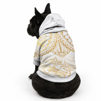 White and Gold Polynesia Pet Hoodie Plumeria Tattoo With Polynesian Pattern LT14 - Polynesian Pride