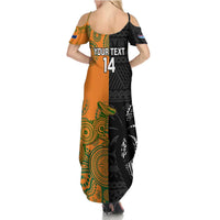 Custom Fiji And Australia Rugby Summer Maxi Dress Fijian Tapa Pattern With Aussie Aboriginal Art