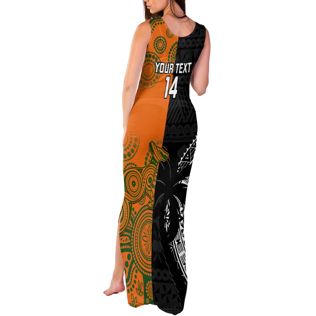 Custom Fiji And Australia Rugby Tank Maxi Dress Fijian Tapa Pattern With Aussie Aboriginal Art