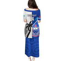 Custom Fiji And Samoa Rugby Family Matching Puletasi Dress and Hawaiian Shirt 2023 World Cup Samoan Mix Tapa Pattern LT14 - Polynesian Pride