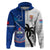 Custom Fiji And Samoa Rugby Hoodie 2023 World Cup Samoan Mix Tapa Pattern LT14 Pullover Hoodie Blue - Polynesian Pride