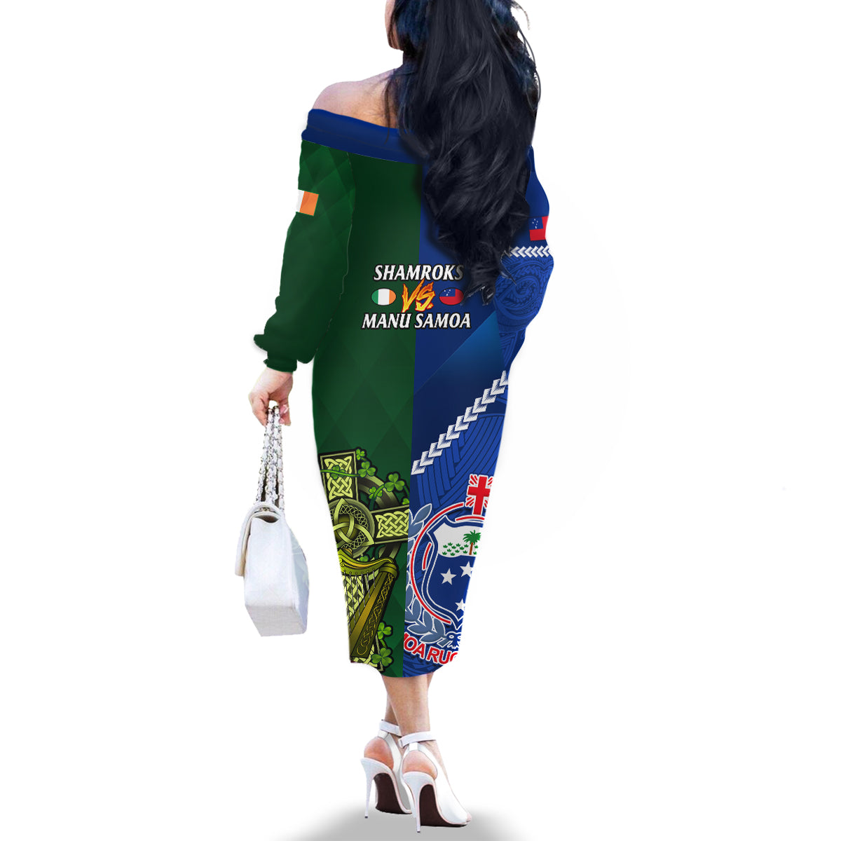 samoa-and-ireland-rugby-family-matching-off-shoulder-long-sleeve-dress-and-hawaiian-shirt-2023-world-cup-manu-samoa-with-shamrocks