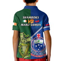 Samoa And Ireland Rugby Kid Polo Shirt 2023 World Cup Manu Samoa With Shamrocks LT14 - Polynesian Pride
