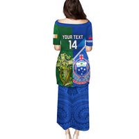 Custom Samoa And Ireland Rugby Family Matching Puletasi Dress and Hawaiian Shirt 2023 World Cup Manu Samoa With Shamrocks LT14 - Polynesian Pride