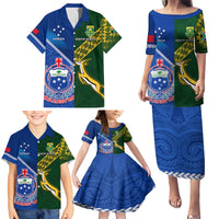 Samoa And South Africa Rugby Family Matching Puletasi Dress and Hawaiian Shirt 2023 World Cup Manu Samoa With Springboks LT14 - Polynesian Pride